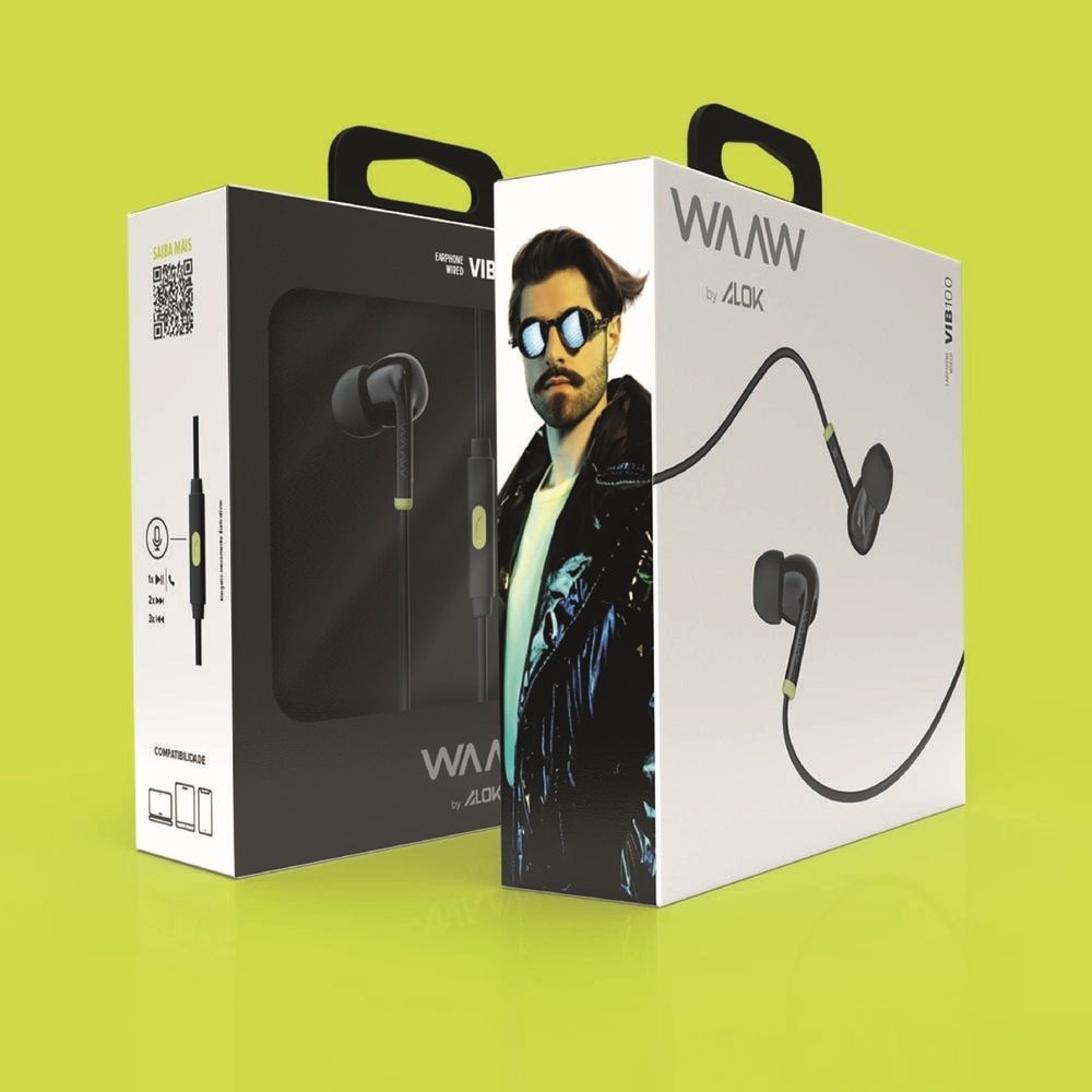 Fone de Ouvido Waaw VIB 100EW By Alok, Preto