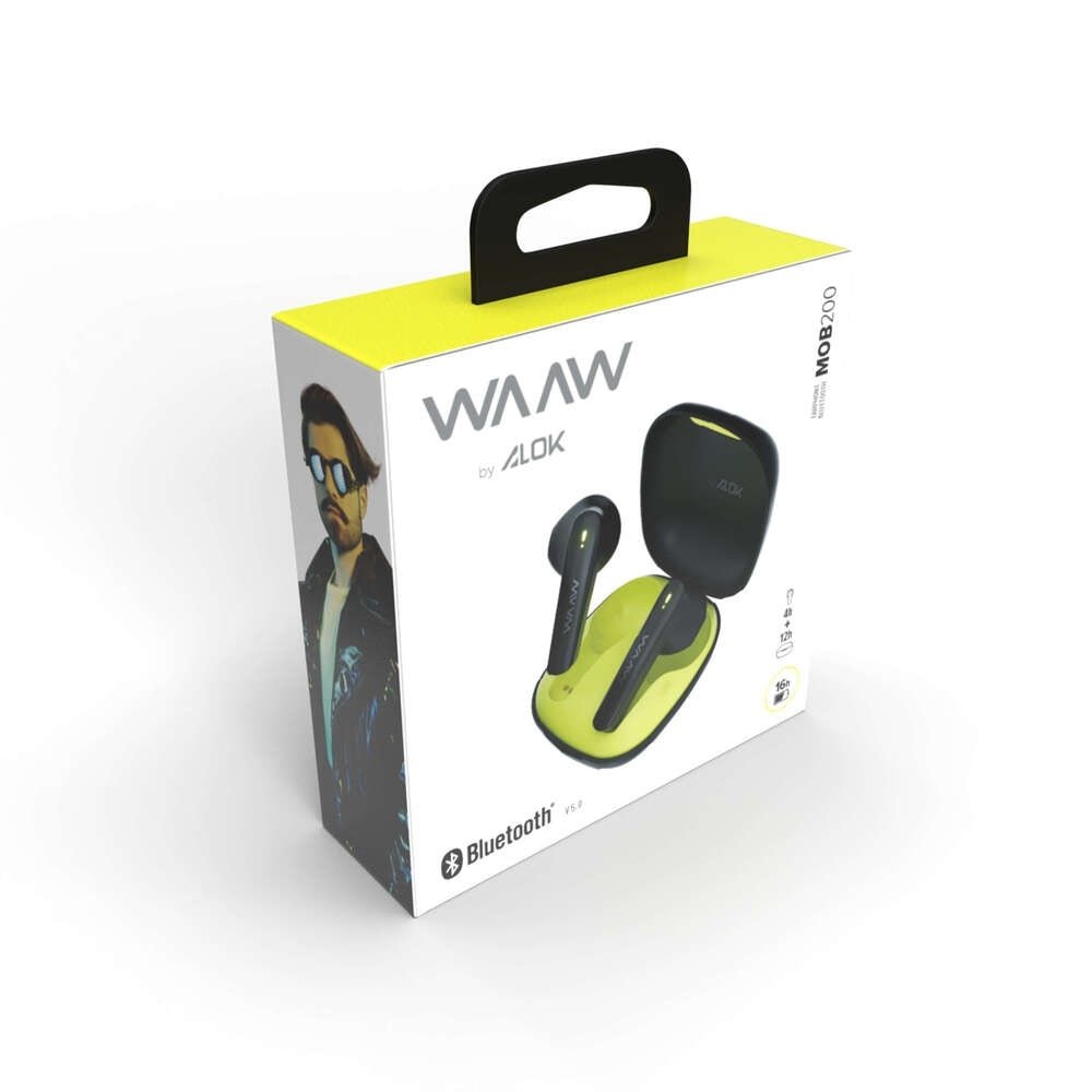 Fone de Ouvido Waaw 200EB Mob By Alok, Preto/Verde