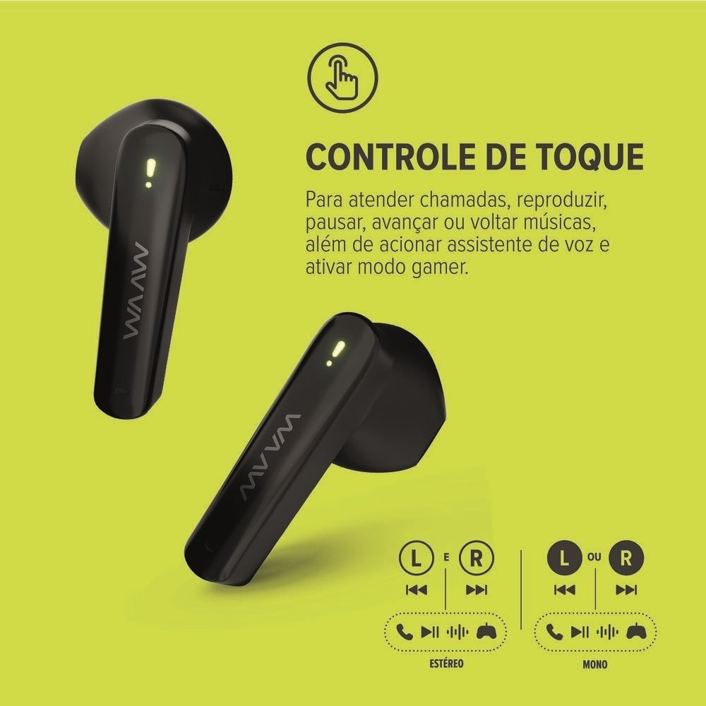Fone de Ouvido Waaw 200EB Mob By Alok, Preto/Verde