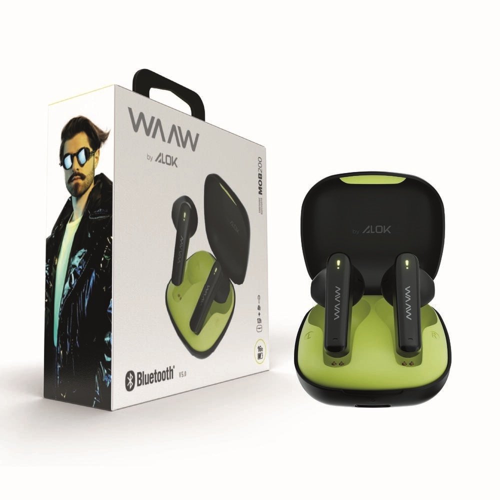 Fone de Ouvido Waaw 200EB Mob By Alok, Preto/Verde