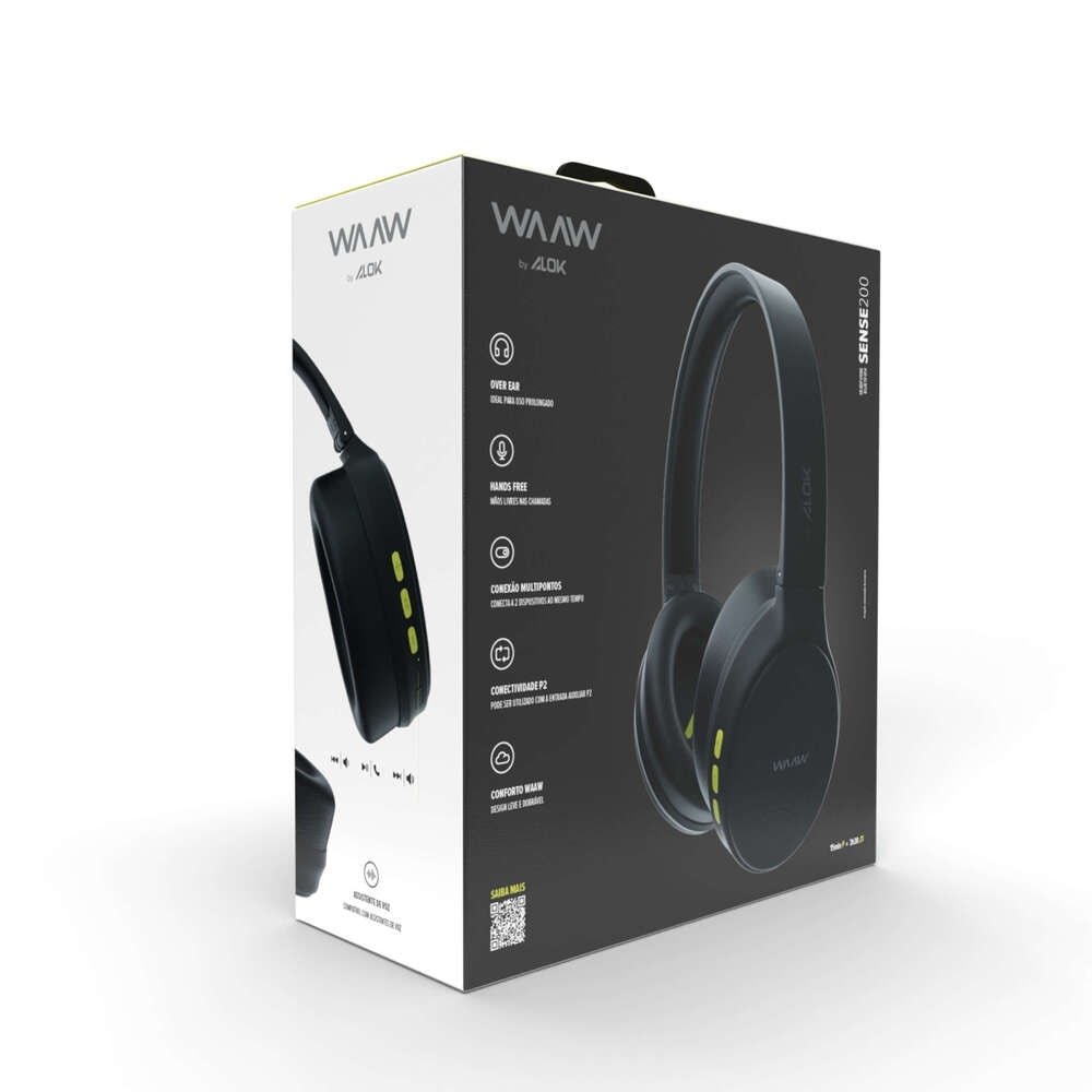 Fone de Ouvido Waaw Sense 200HB By Alok, Preto