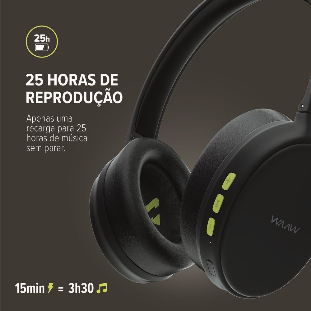 Fone de Ouvido Waaw Sense 200HB By Alok, Preto