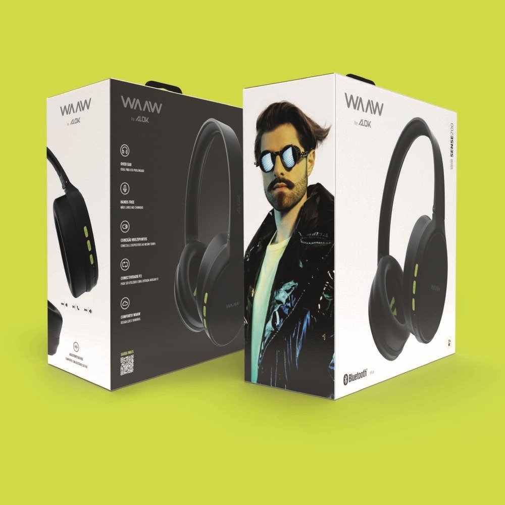 Fone de Ouvido Waaw Sense 200HB By Alok, Preto
