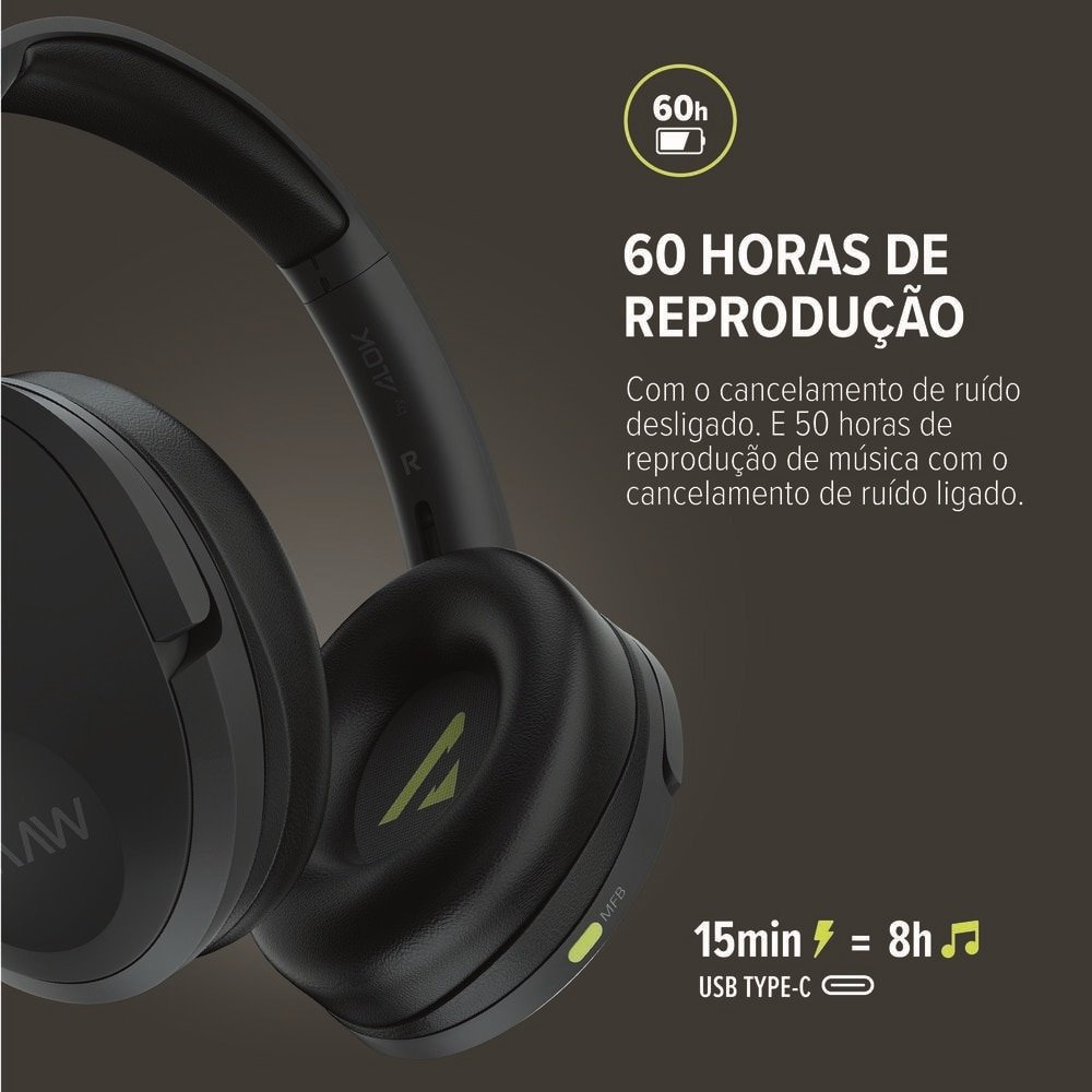 Fone de Ouvido Waaw Sense 300HBNC By Alok, Preto