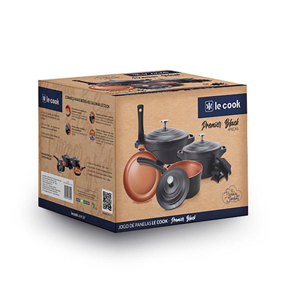 Jogo De Panelas Le Cook Premier Black 4 Peças - Le Cook