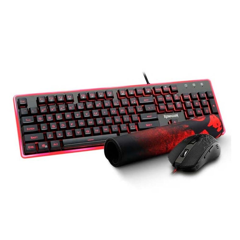 Kit Teclado Mouse E Mousepad Gamer Redragon S107 Preto
