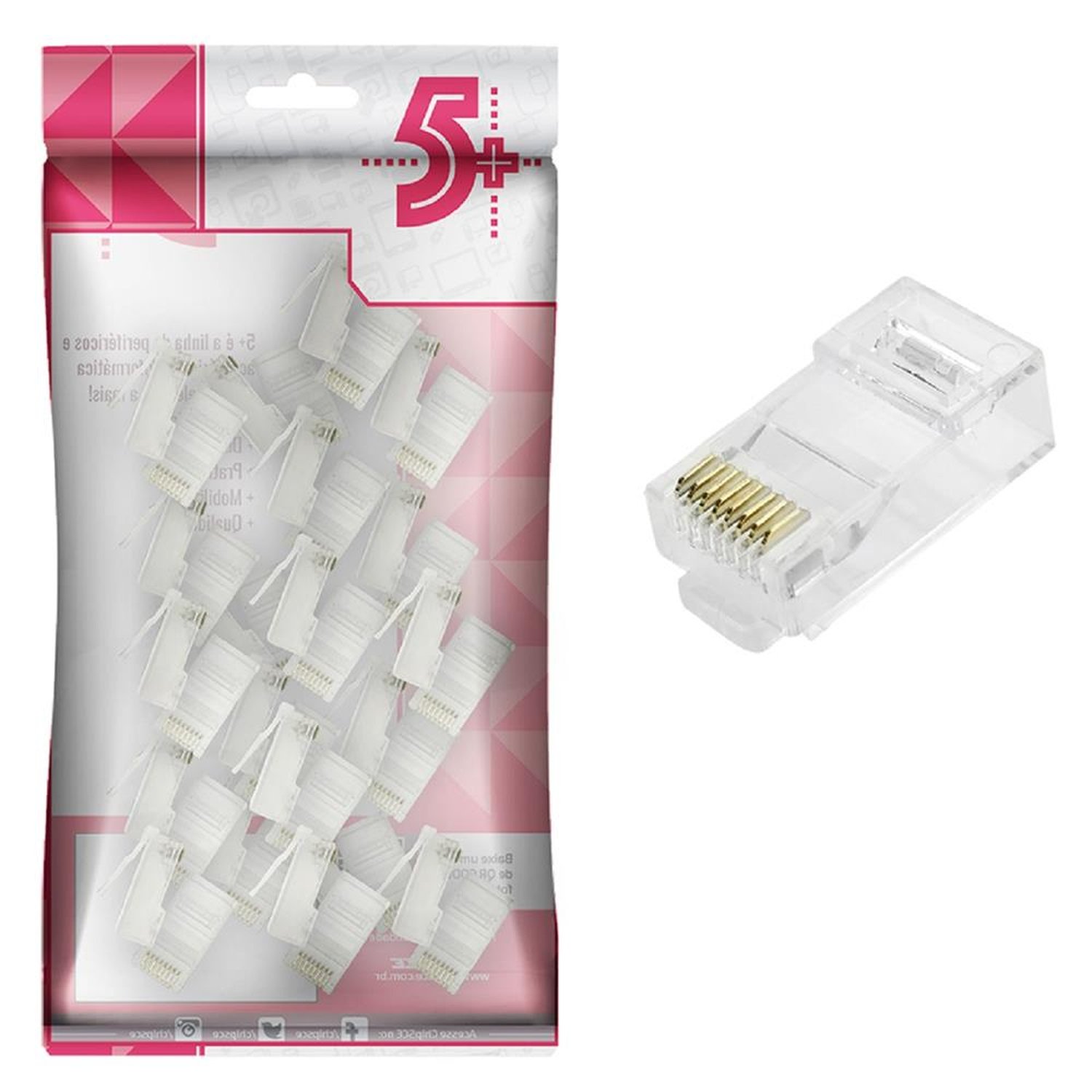 Conector De Rede Plug Rj45 8X8, Cat6, 100 Unidades - 062-0046