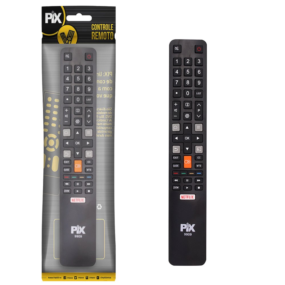 Controle Remoto Compativel Tcl Rc802N - Netflix / Globo Play - Marca Pix
