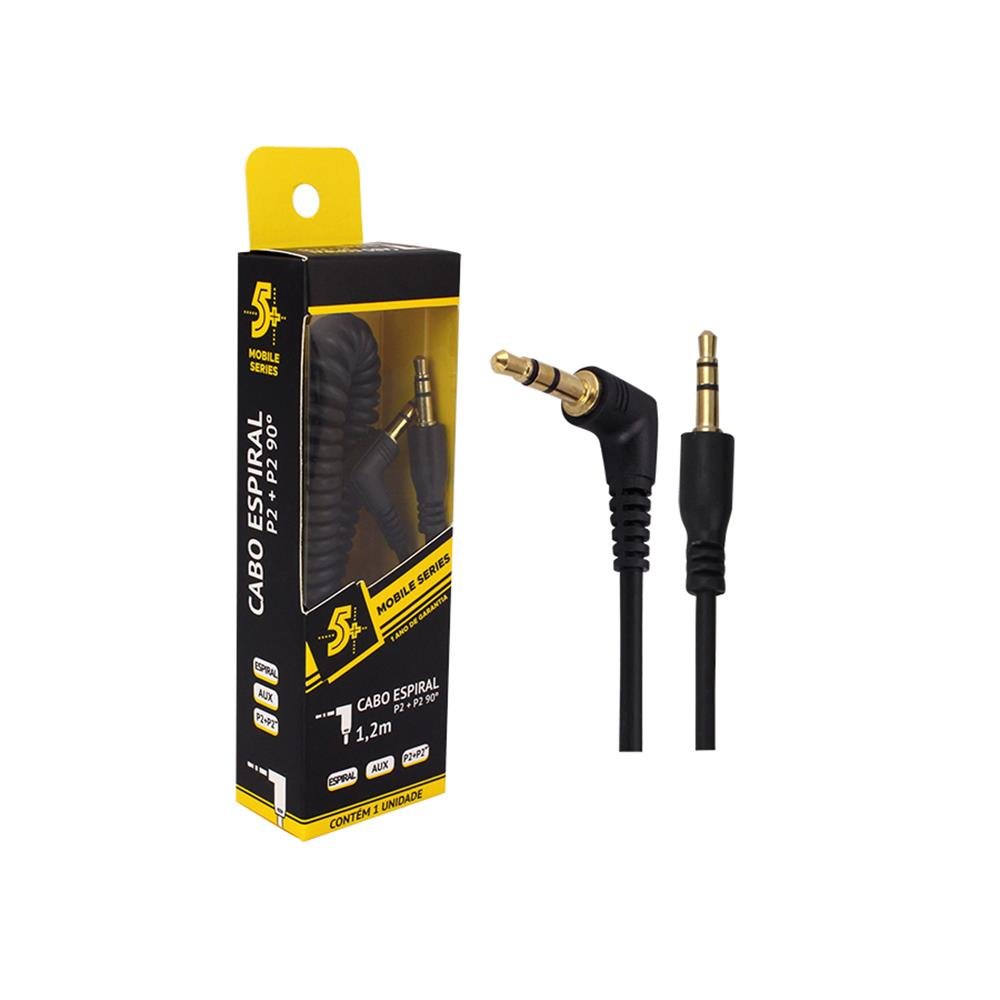 Cabo Chip Sce P2 Mobile - P2 + P2 Estereo Espiral 90° 1.20m - 018-0421