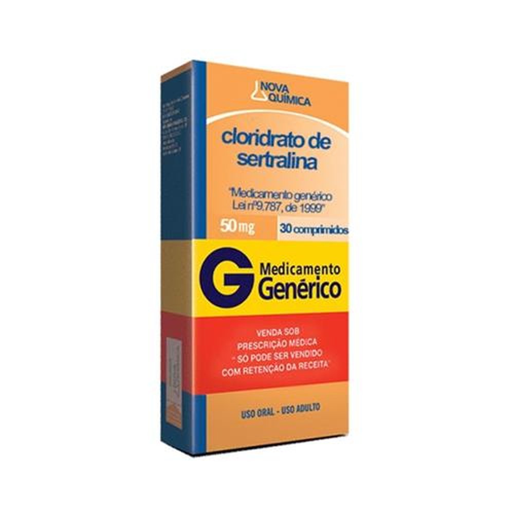 Cloridrato de Sertralina 50mg, caixa com 30 comprimidos revestidos