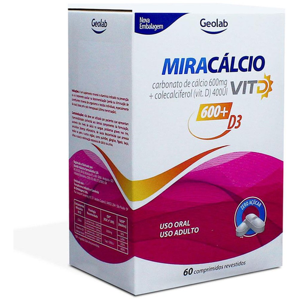 Miracalcio Vit D 600-400Ui Com 60 Comprimido