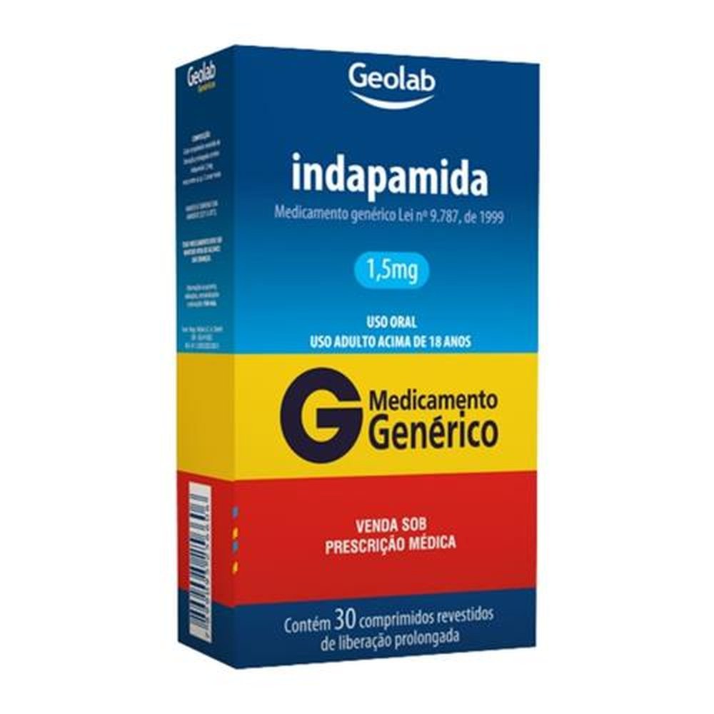 Indapamida 1,5mg com 30 comprimidos Geolab