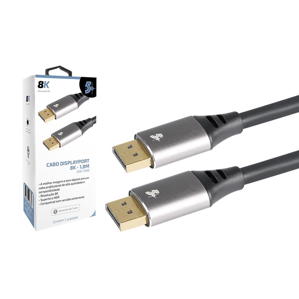 Cabo Chip Sce Displayport M + Displayport M 1.4 Hbr 8k C/ Trava 1.8m