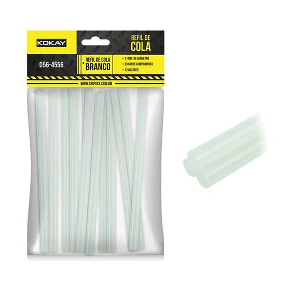Refil De Cola Transparente 11Mm - 12 Bastoes De 20Cm - 240Gr