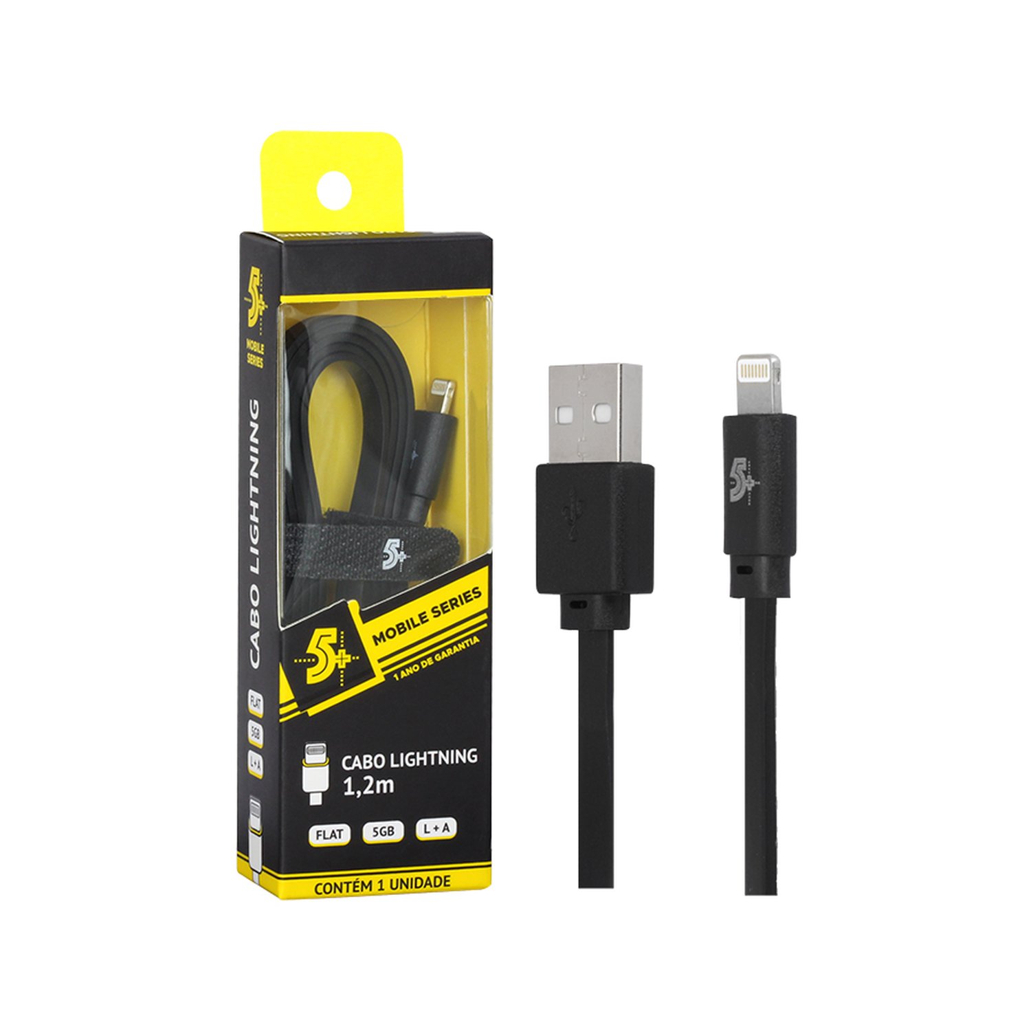 Cabo Lightning Mobile - Lightning + Usb A Macho - 5Gb Flat - 1.20M - Preto