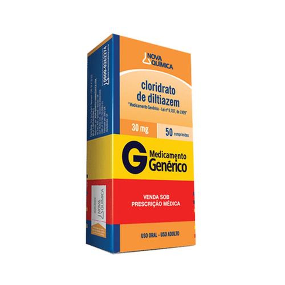 Cloridrato de Diltiazem 30mg, caixa com 50 comprimidos