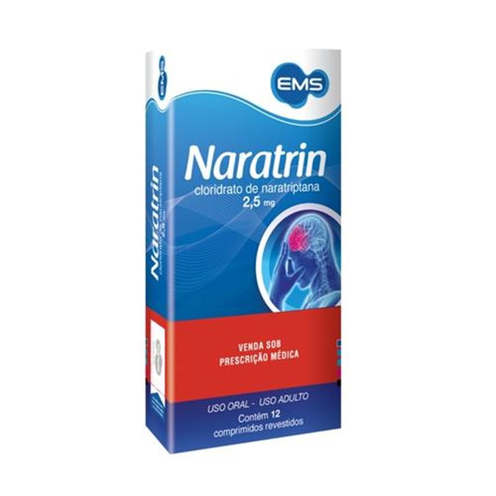 Naratrin 2,5mg, caixa com 12 comprimidos revestidos