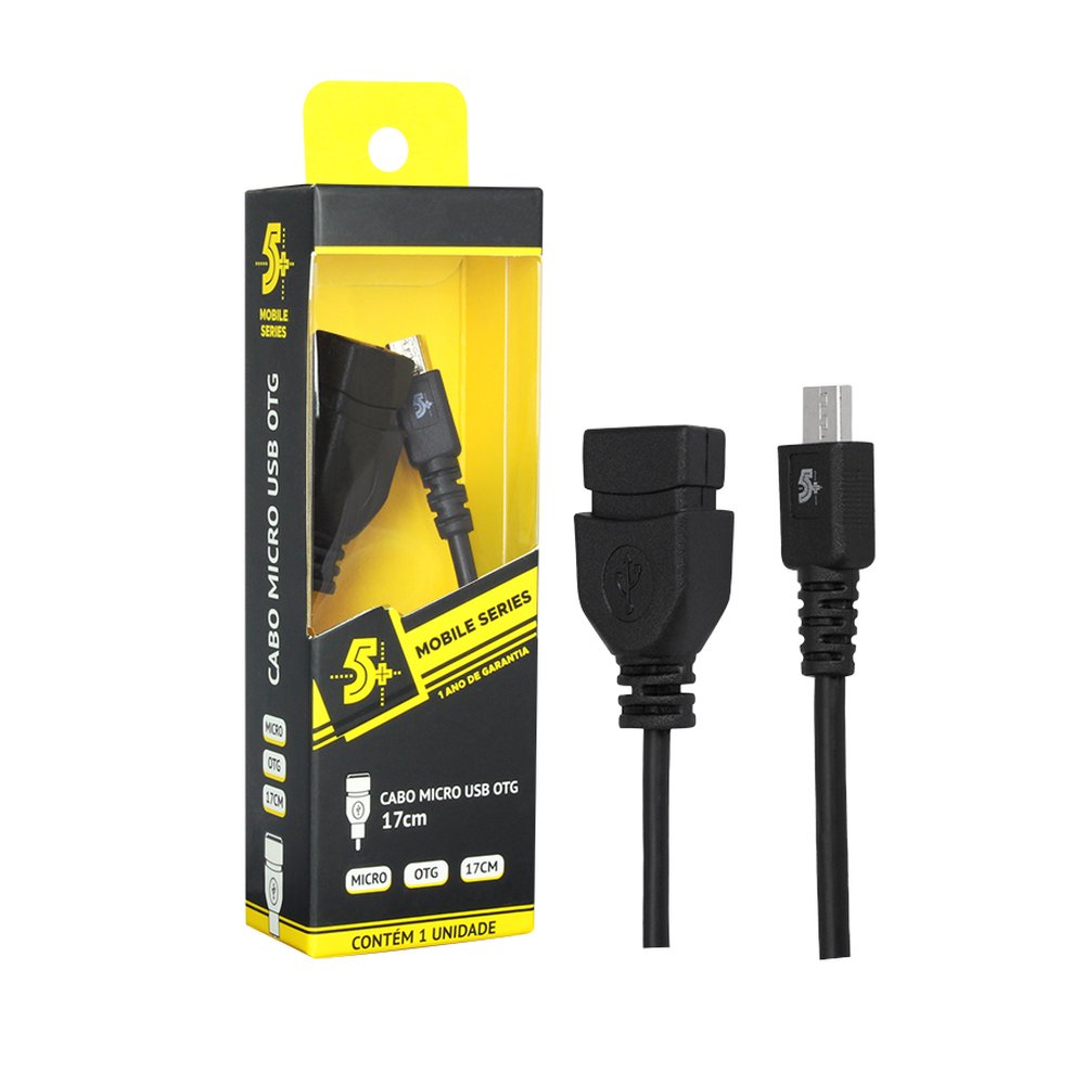 Cabo Micro Usb Mobile - Micro Usb + Usb A Femea - 17Cm - Preto