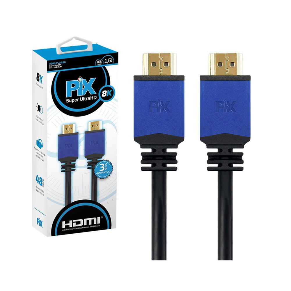 Cabo Hdmi Plus 2.1 Pix 8K Hdr 19P - 0.5M