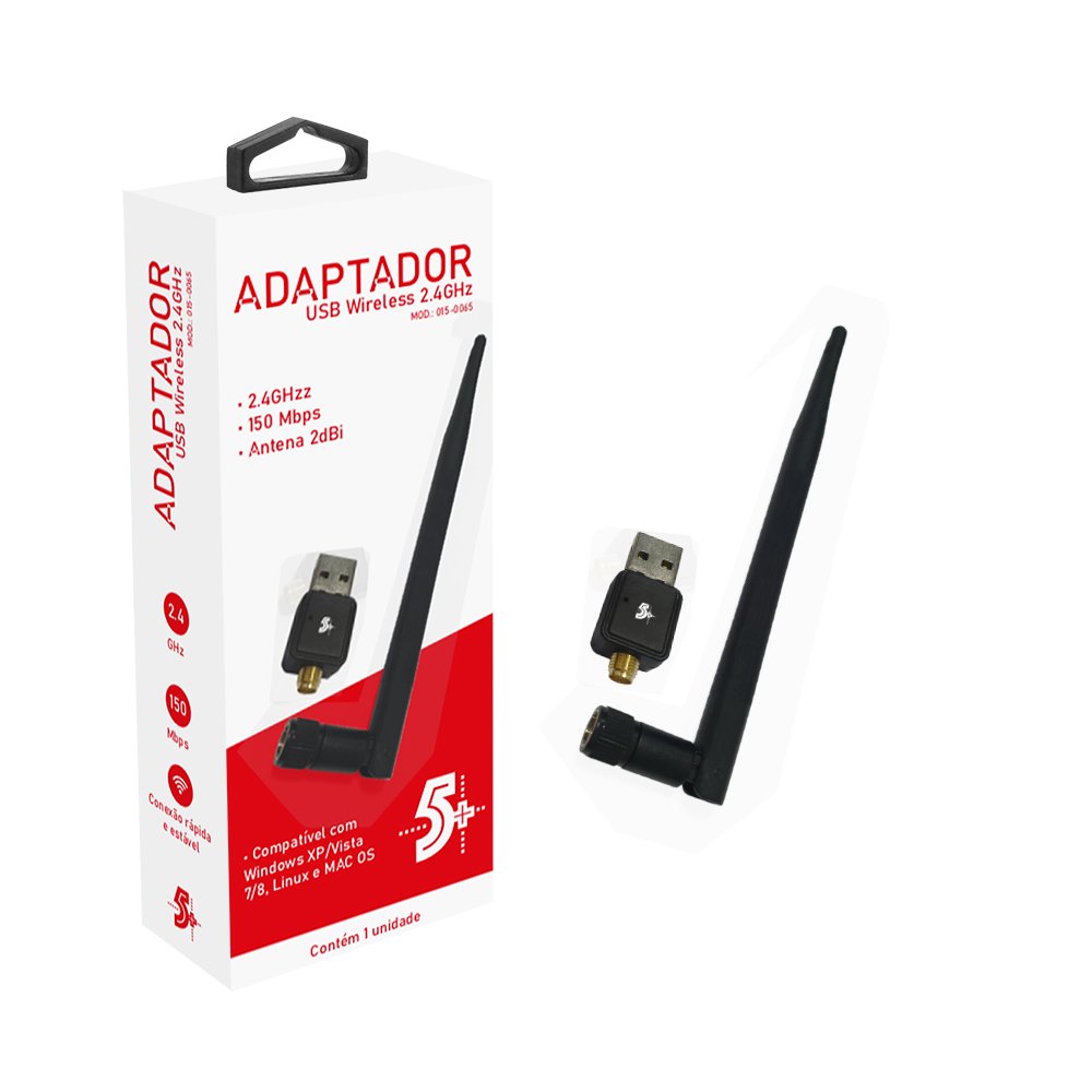 Adaptador USB Sem Fio 2.4ghz 5+