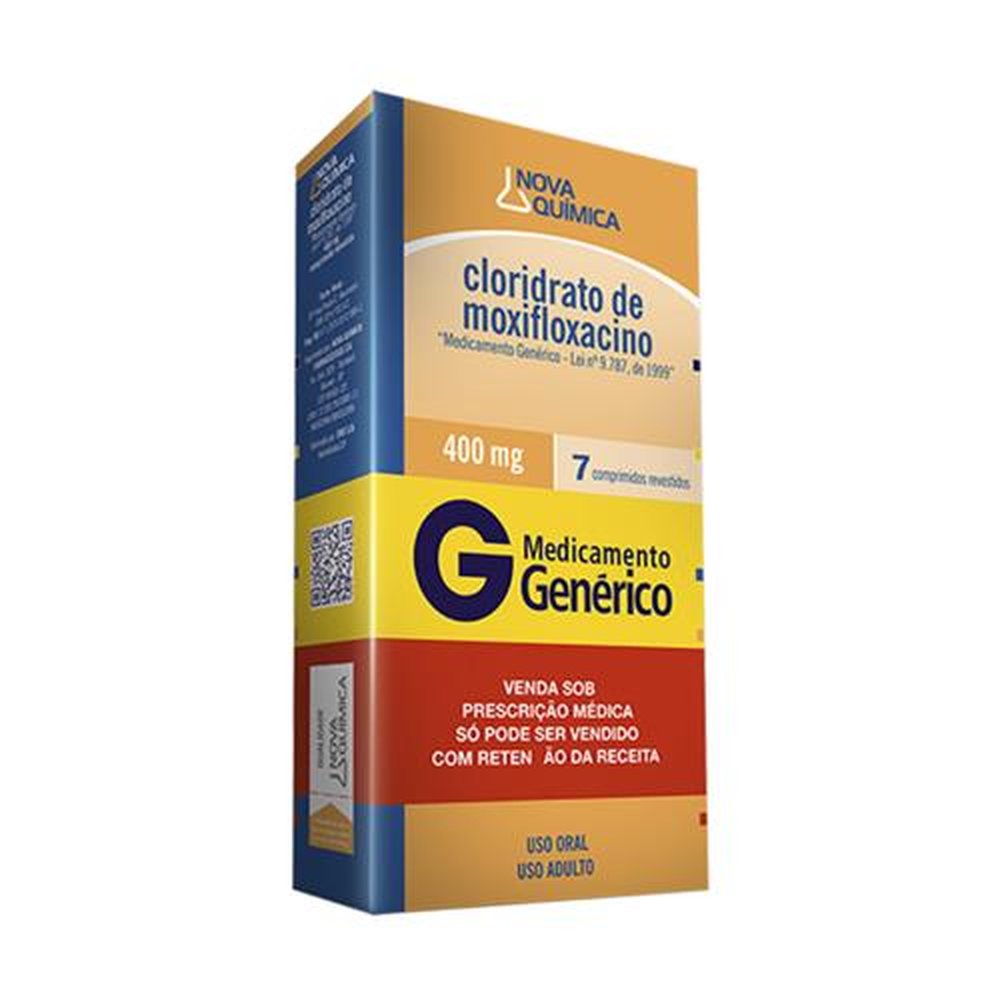 Cloridrato de Moxifloxacino 400mg, Caixa Com 7 Comprimidos Revestidos