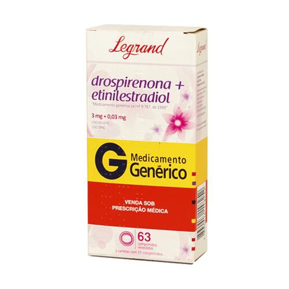 Drospirenona + Etinilestradiol 3mg + 0,03mg, Caixa Com 63 Comprimidos Revestidos