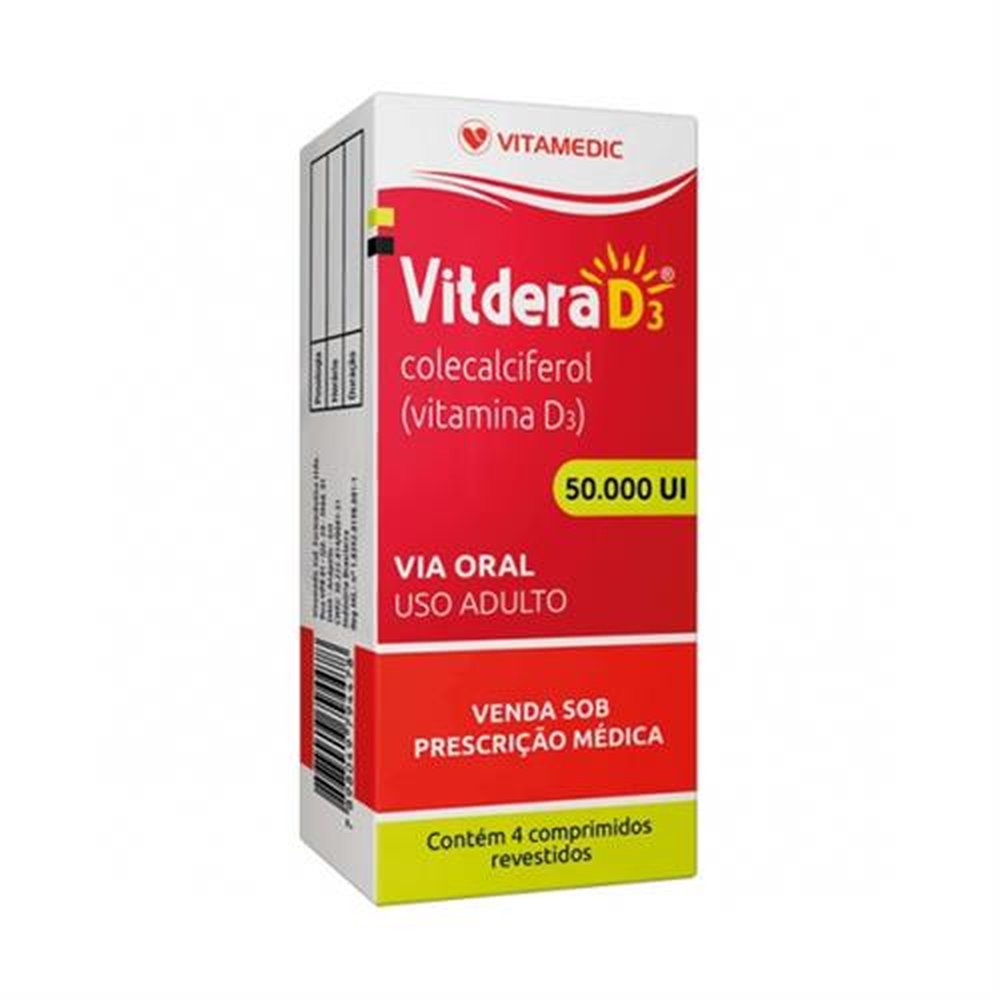 Vitdera D3 50-000 Ui Com 4 Comprimido Revestido - VITAMEDIC