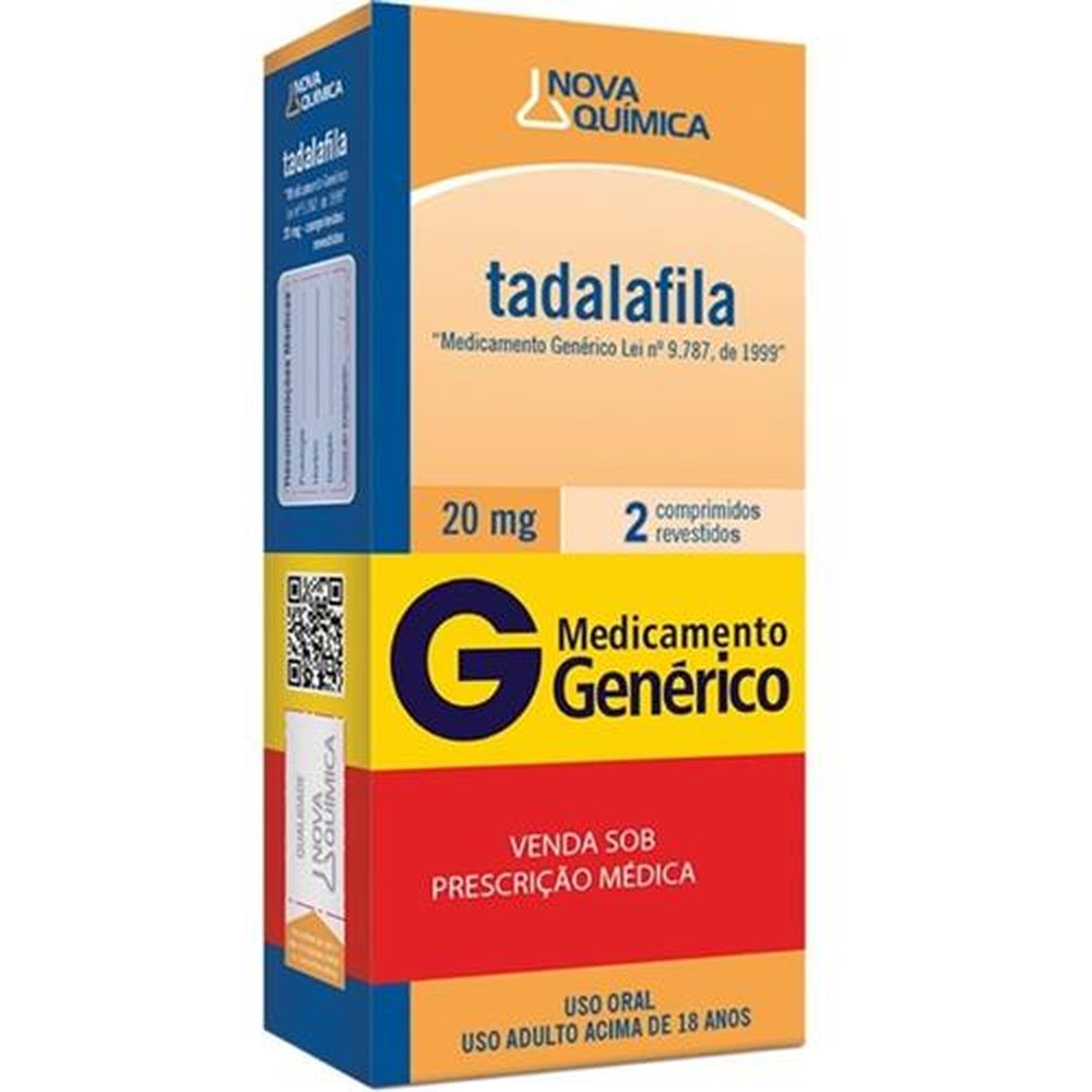Tadalafila Nova Química 20mg, Caixa Com 2 Comprimidos Revestidos