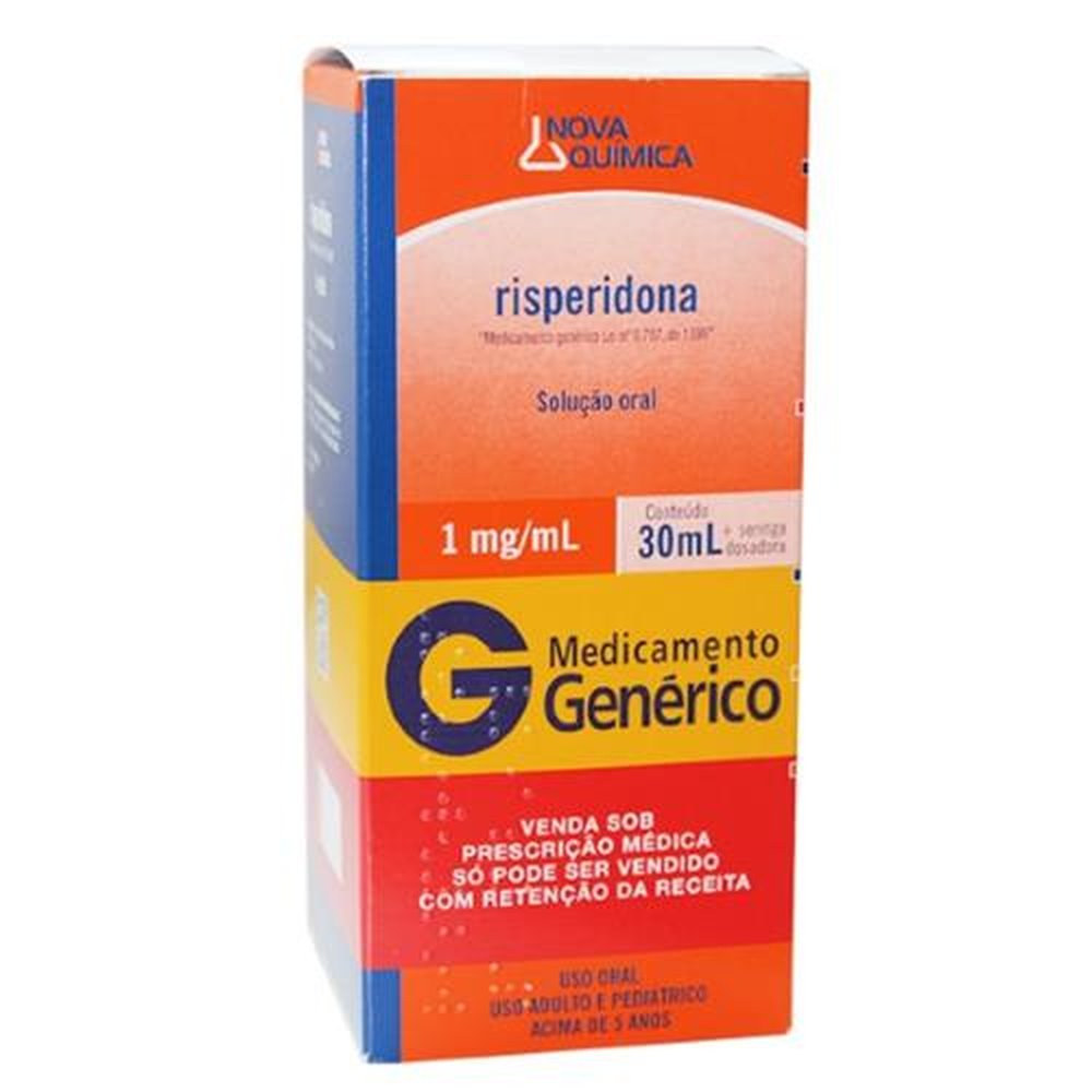 Risperidona 30mg, Caixa Com 1 Frasco Com 30mL de Solução de Uso Oral + Seringa Dosadora