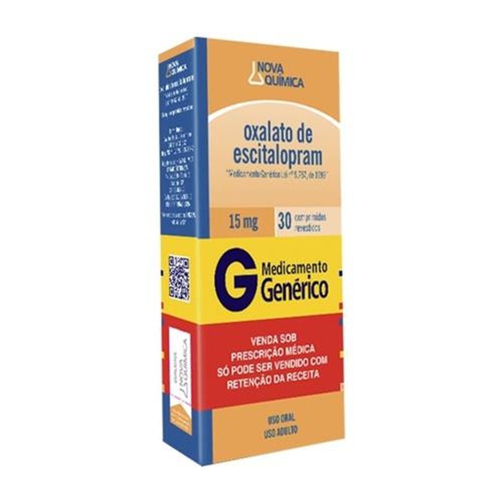 Oxalato de Escitalopram 15mg, Caixa Com 30 Comprimidos Revestidos ...