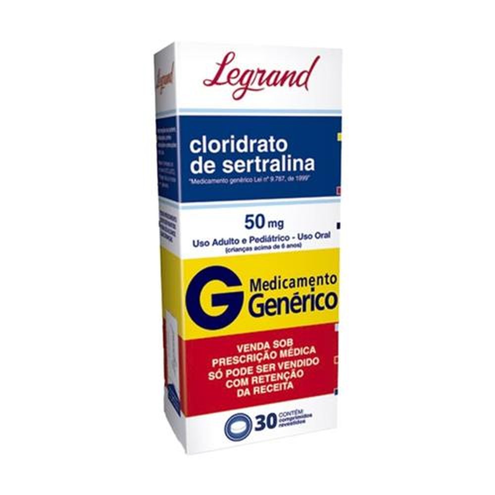 Cloridrato de Sertralina 50mg, Caixa Com 30 Comprimidos Revestidos