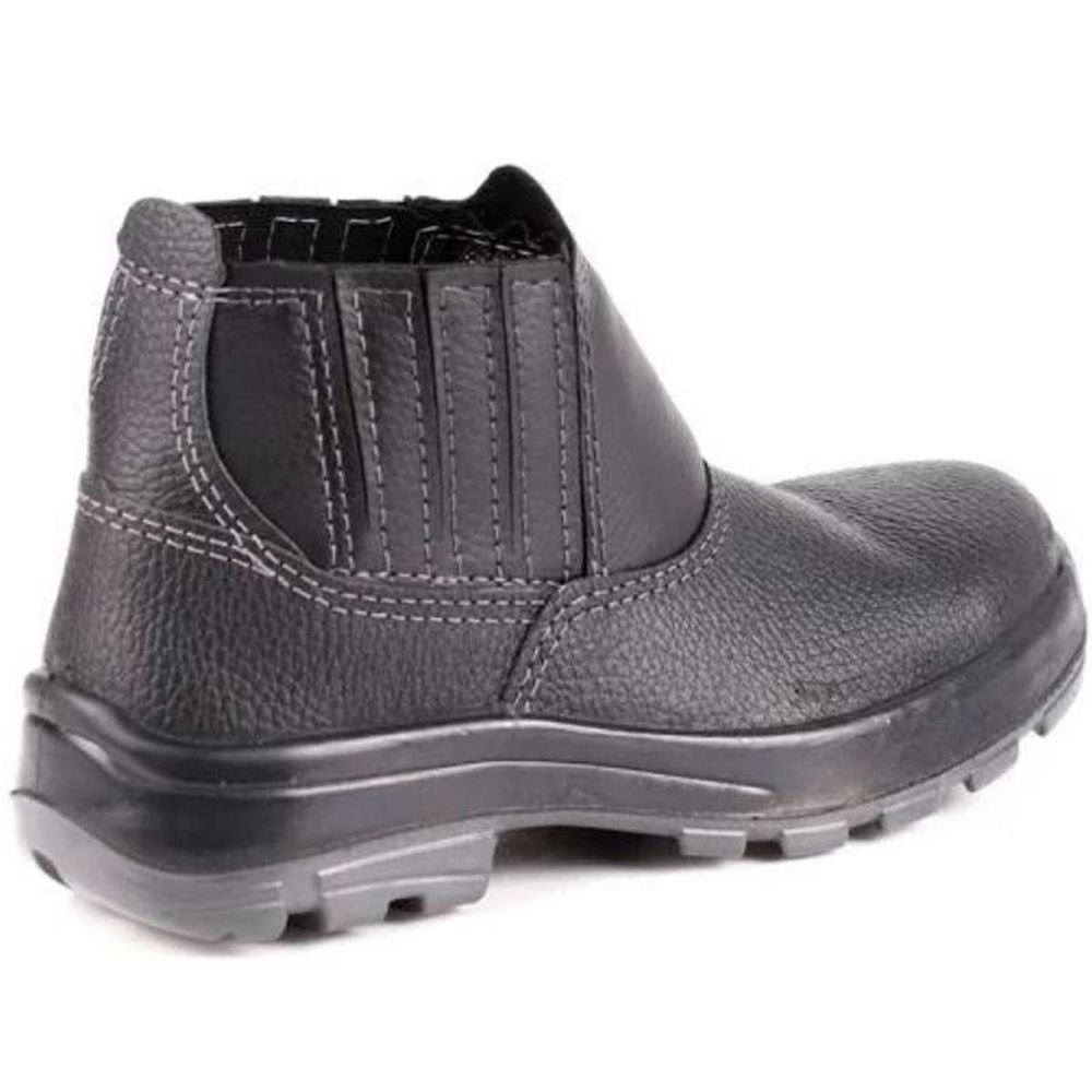Bota De Couro Sem Cadarço Com Bico Plástico Usafe Preta N 38 Bracol