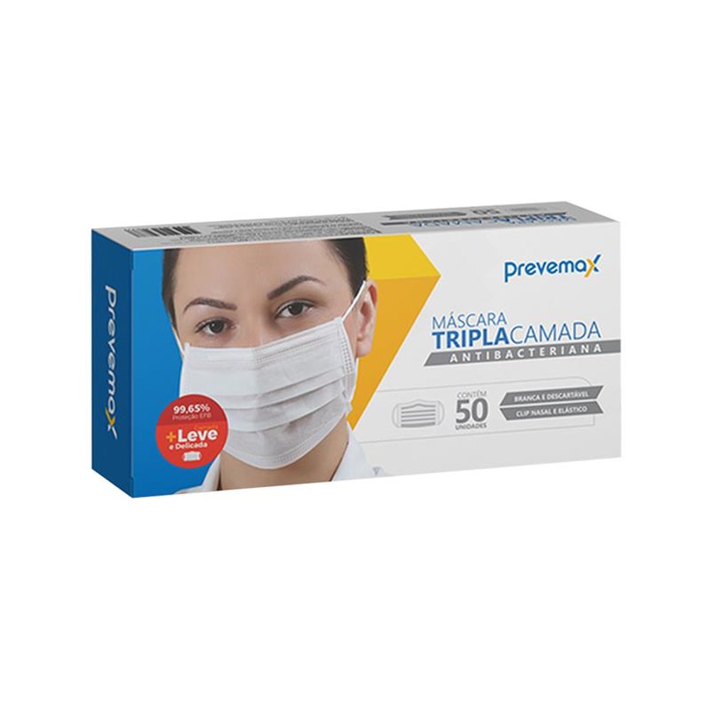 Mascara Descartavel Tnt Tripla com Clip Nasal - Caixa Com 50 Unidades