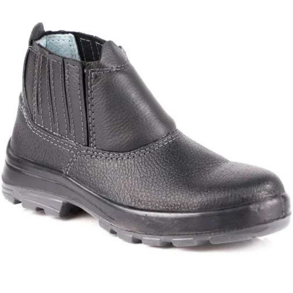 Bota De Couro Sem Cadarço Com Bico Plástico Usafe Preta N 35 Bracol