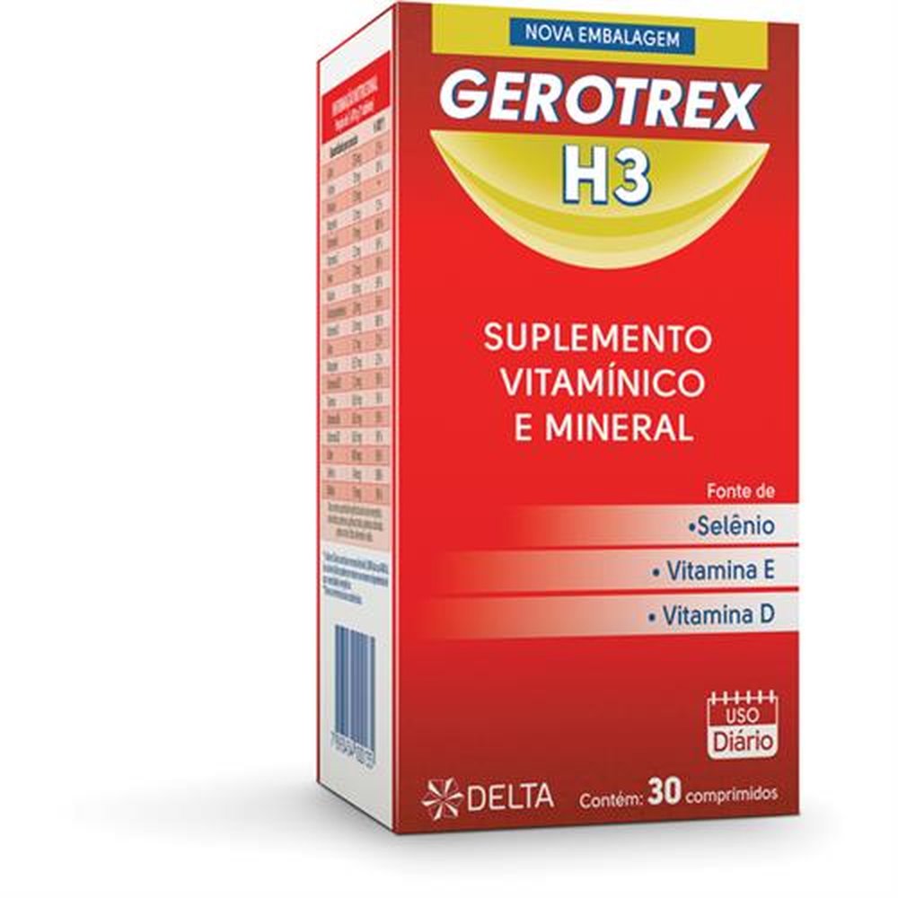 Gerotrex H3 Frasco 30 Comprimido Revestido - DELitroA