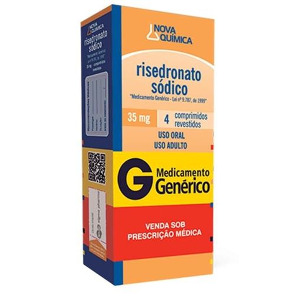 Risedronato Sódico 35mg, Caixa Com 4 Comprimidos Revestidos