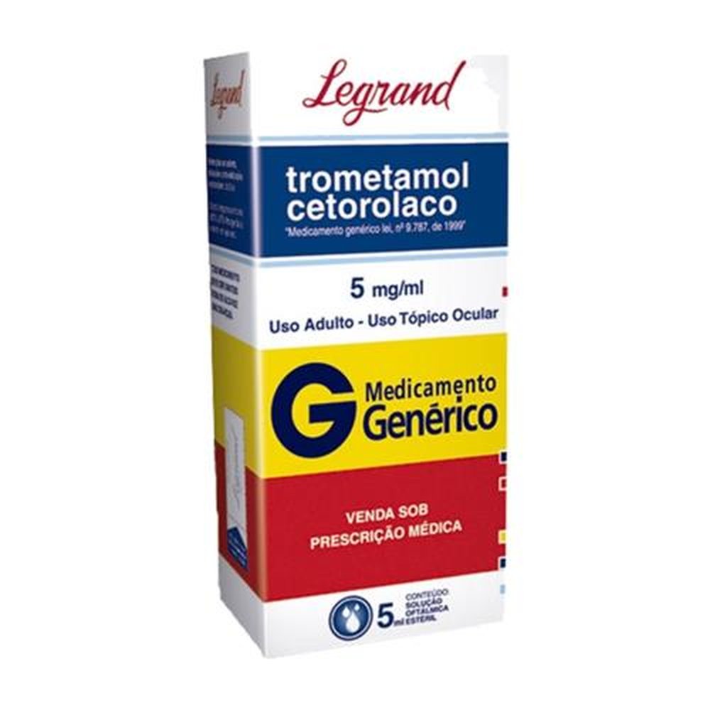 Trometamol Cetorolaco 5mg/mL, Caixa Com 1 Frasco Gotejador Com 5mL de Solução de Uso Oftálmico