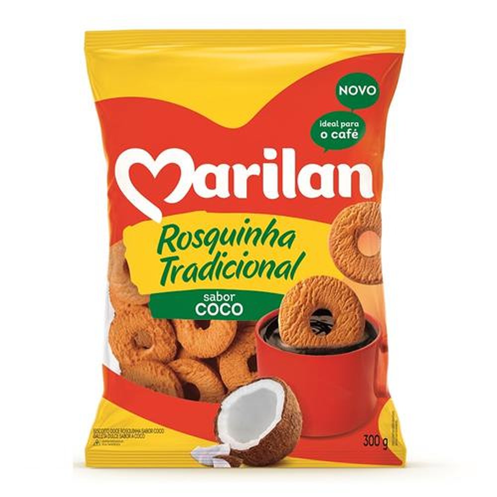 Biscoito Marilan Rosquinhas Tradicional Coco 300g (caixa com 32 unidades)