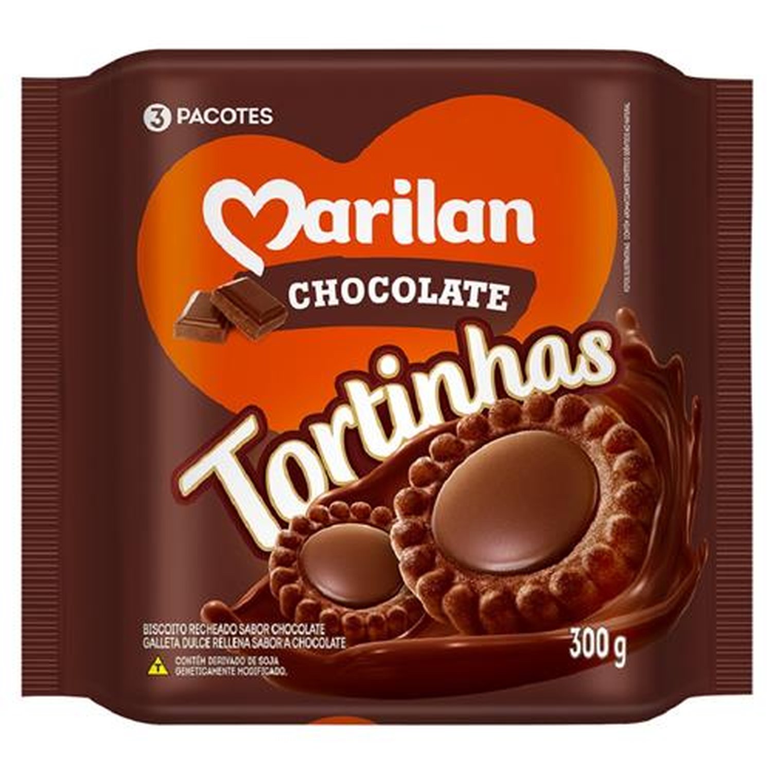 Biscoito Marilan Tortinha de Chocolate 300g - Embalagem com 20 Unidades