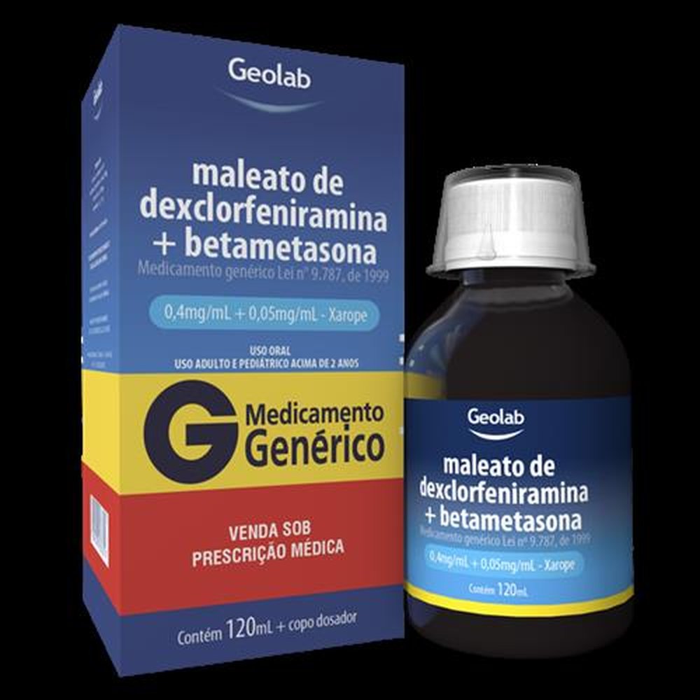 Maleato De Dexclorfeniramina + Betametasona Xarope 0,4mg/L + 0,5mg/mL Frasco Com 120mL + Copo Dosador