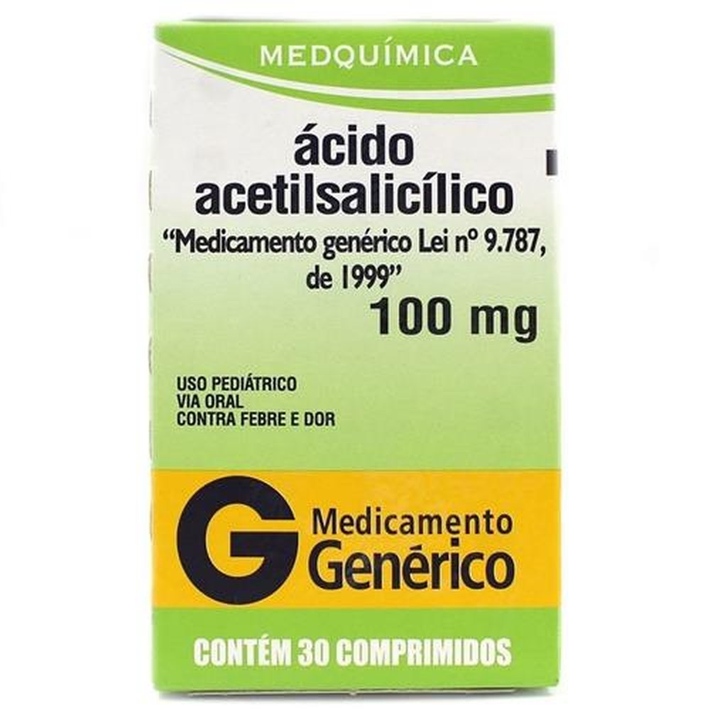 Ácido Acetilsalicílico 100mg Medquímica com 30 Comprimidos