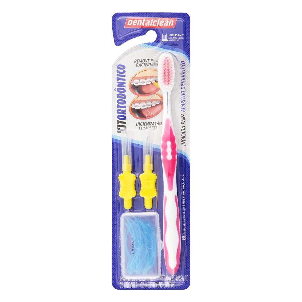 Kit 1 Escova Dental + 2 Escovas Interdentais Cônicas + 1 Passa-Fio Dentalclean