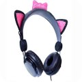 Fone de Ouvido Cat Ear sem Microfone Stereo Preto Rosa Modelo AR30 K-Mex