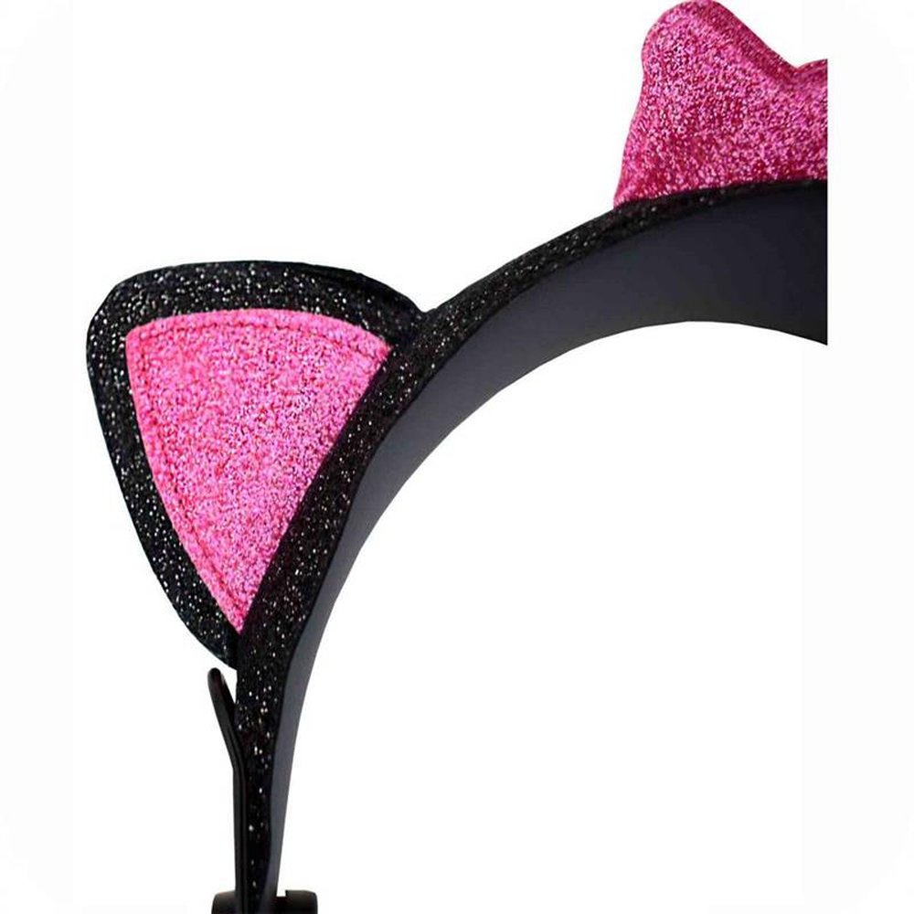 Fone de Ouvido Cat Ear sem Microfone Stereo Preto Rosa Modelo AR30 K-Mex