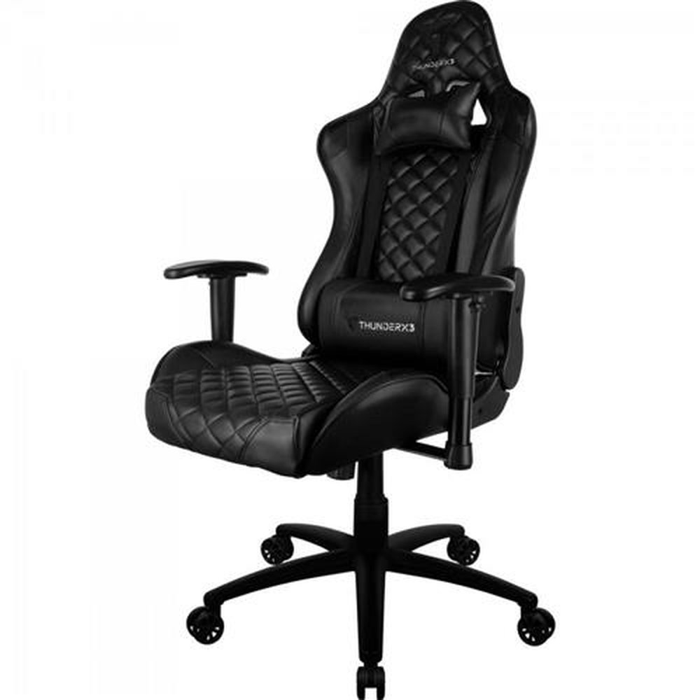 Cadeira Gamer Thunderx3 Tgc12 Preta Com Encosto Reclinável Até 135°, Apoio De Braço 2D E Almofadas Para Cabeça E Lombar