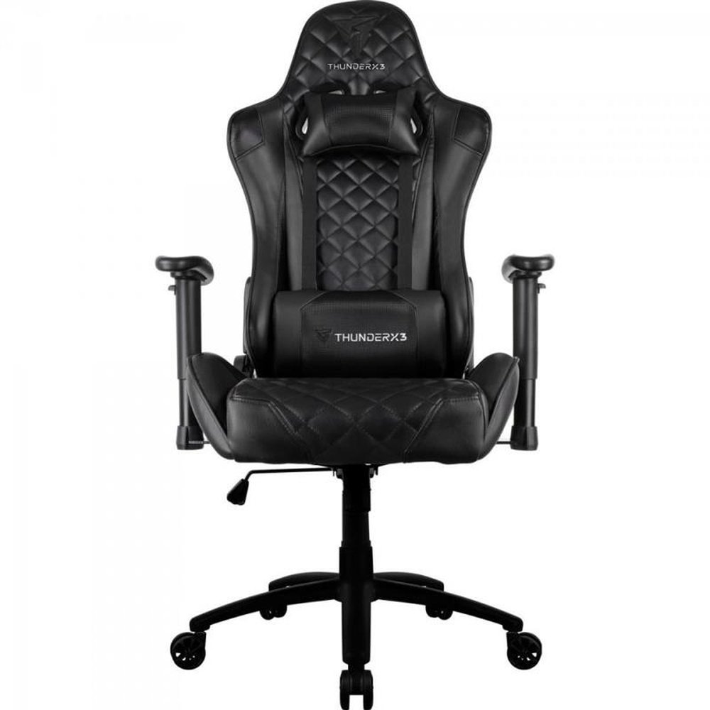 Cadeira Gamer Thunderx3 Tgc12 Preta Com Encosto Reclinável Até 135°, Apoio De Braço 2D E Almofadas Para Cabeça E Lombar
