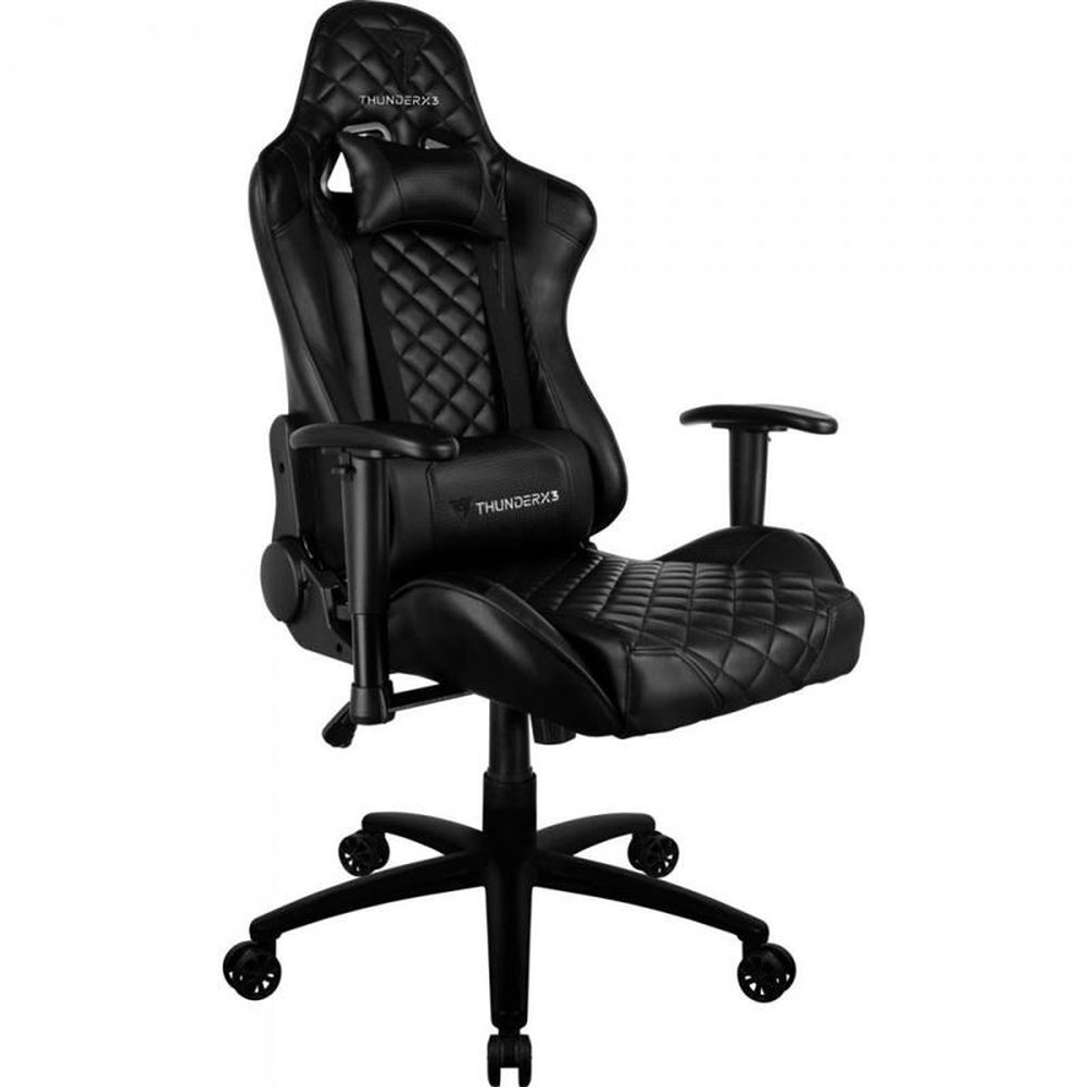 Cadeira Gamer Thunderx3 Tgc12 Preta Com Encosto Reclinável Até 135°, Apoio De Braço 2D E Almofadas Para Cabeça E Lombar