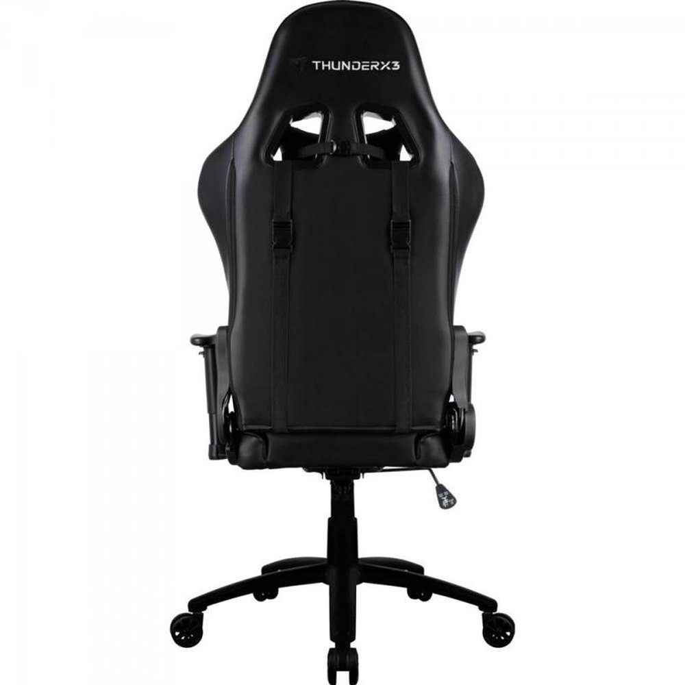 Cadeira Gamer Thunderx3 Tgc12 Preta Com Encosto Reclinável Até 135°, Apoio De Braço 2D E Almofadas Para Cabeça E Lombar