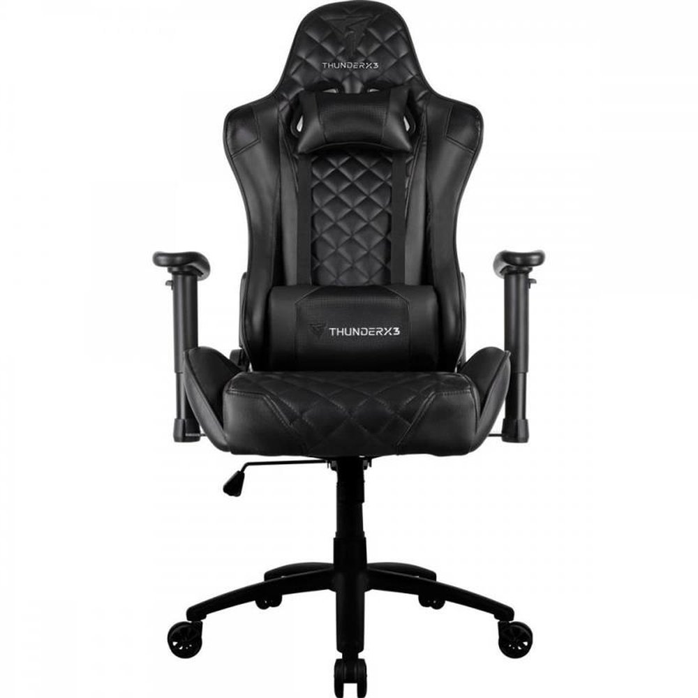 Cadeira Gamer Thunderx3 Tgc12 Preta Com Encosto Reclinável Até 135°, Apoio De Braço 2D E Almofadas Para Cabeça E Lombar