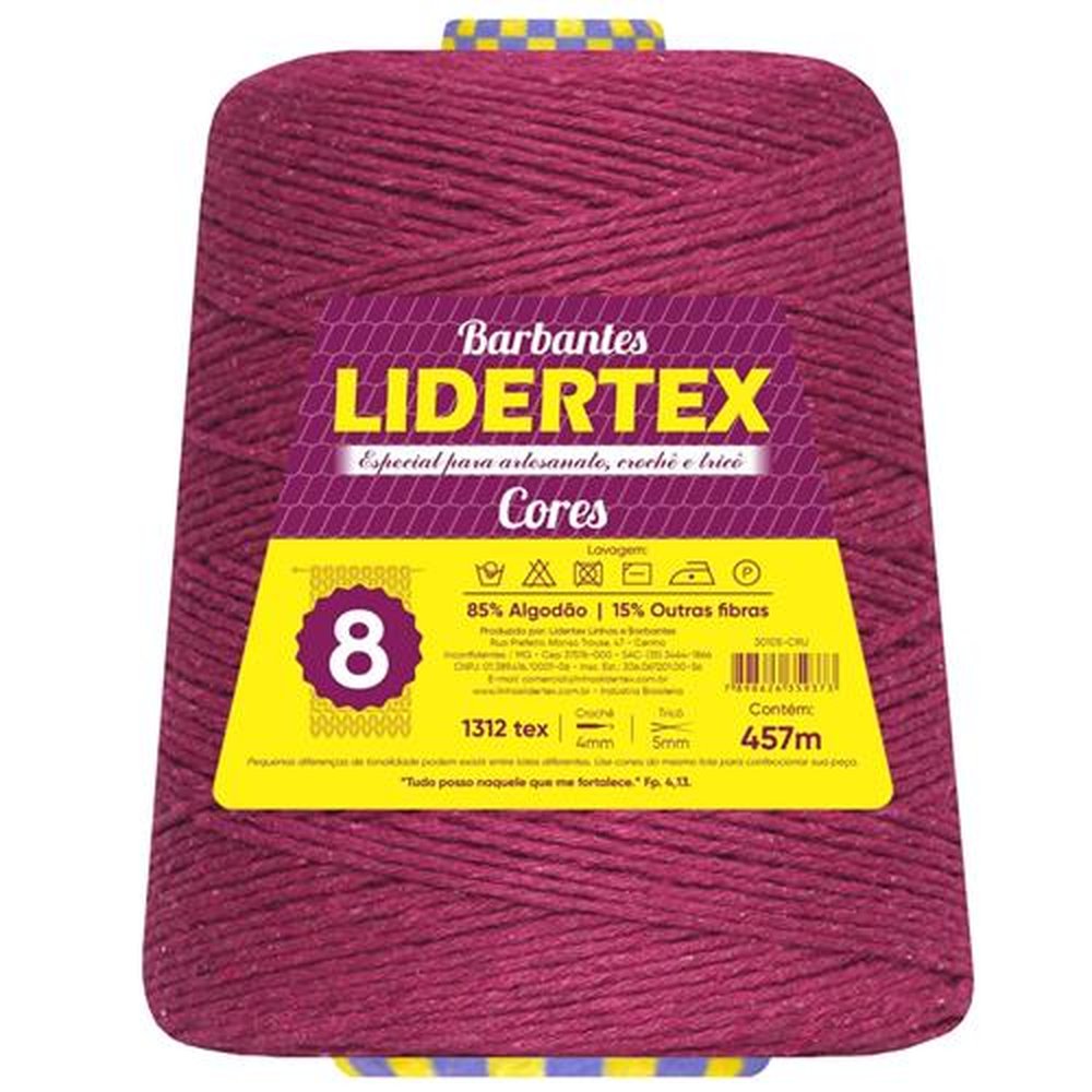 Barbante Lidertex Cor Bordô N8 ¿ 600g